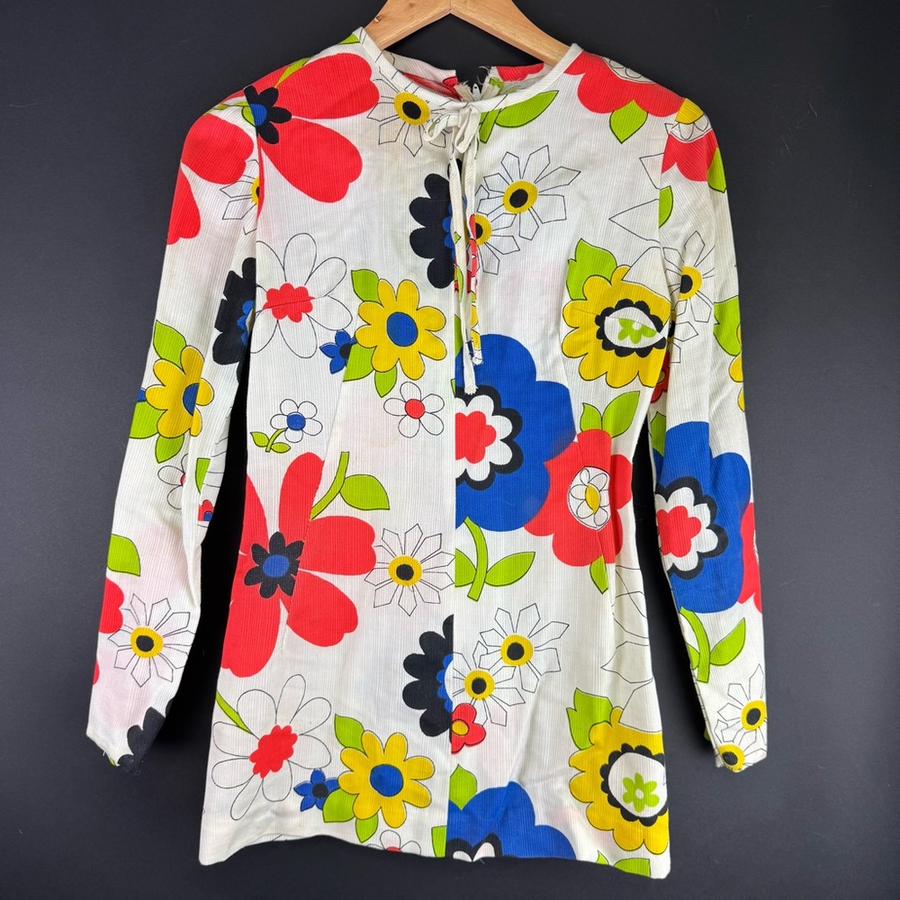 Vintage 1960s Floral Long Sleeve Top/mini dress